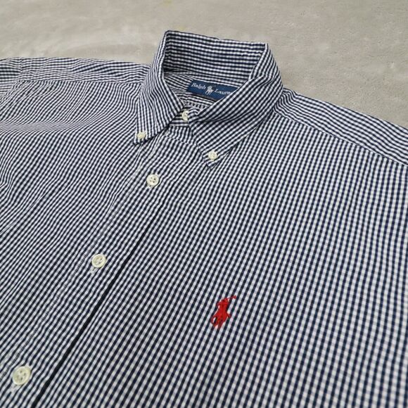 Ralph Lauren‎ Vintage Blake Navy Blue White Check Button Up size Medium - Picture 3 of 7